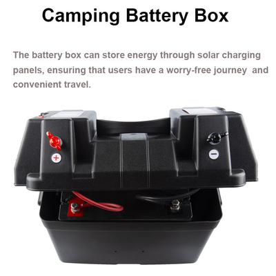 PP Car Marine Boat Solar Charging Storage Outdoor Camping Battery Box dengan LED Light