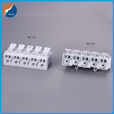 2 3 4 5 Port 450V 24A 0.5-2.5mm2 PA Housing Screwless Push In Wire Connector Untuk Lampu LED
