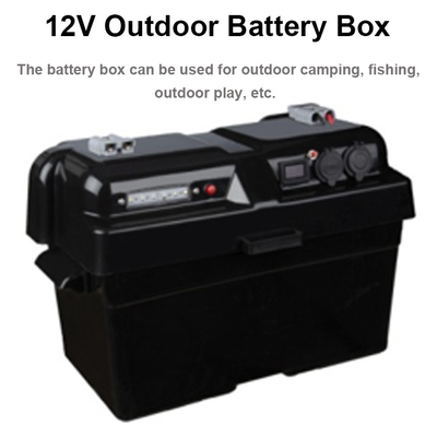 Solar 12V USB Voltmeter Portable Plastic Camping RV Marine Battery Box Tahan Air