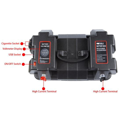 China Factory Trailer Waterproof Outdoor Solar Small Battery Box 12V dengan USB Charger